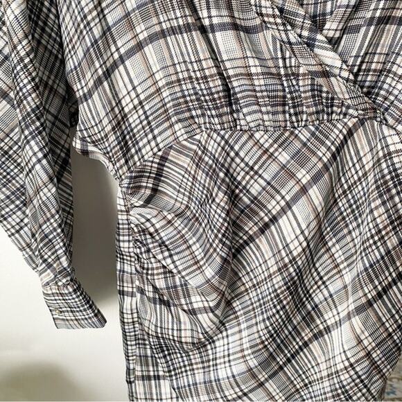 Zara Satin Effect Plaid Long Sleeve Mini Dress - Picture 5 of 9